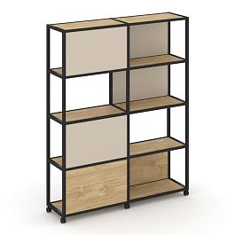 Shelf Mobile Стеллаж 5 уровней 2 секции VR.LT-STK-515.08 Тиквуд Светлый/Металл Черный/W-04 1570*400*2000 - Фото предпросмотра