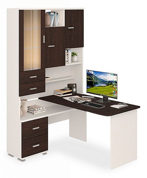 Стол компьютерный Домино СР-620/140 Белый/Венге левый - Вид 1