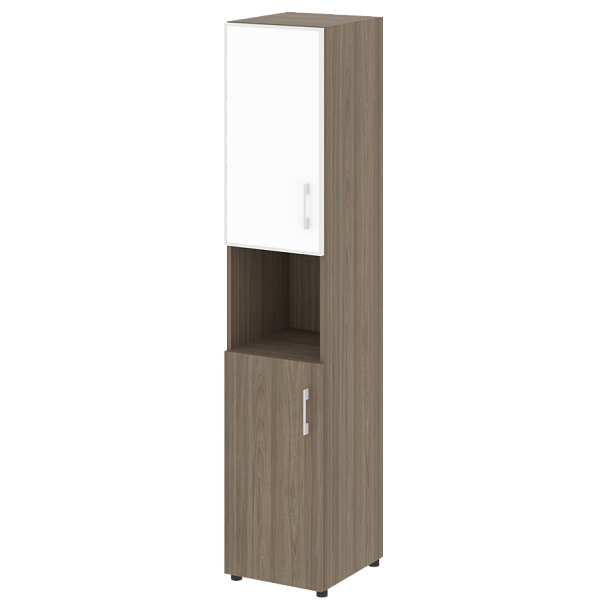 Yalta Шкаф узкий LT.SU-1.4 R (L) white Вяз/Стекло white 400*450*1987 - Вид 1