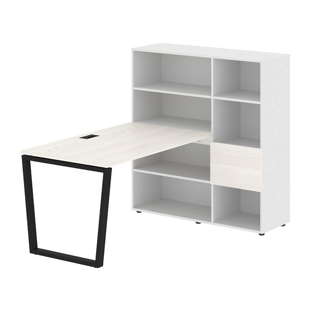 Стол-стеллаж EVRST 1213 Ясень Траун/Черный/Белый 1790х1250х1355 EDIS - Вид 1