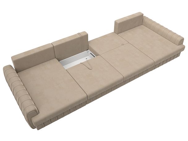 Диван П-образный Лига-057 НПБ Лонг Велюр бежевый - Вид 8