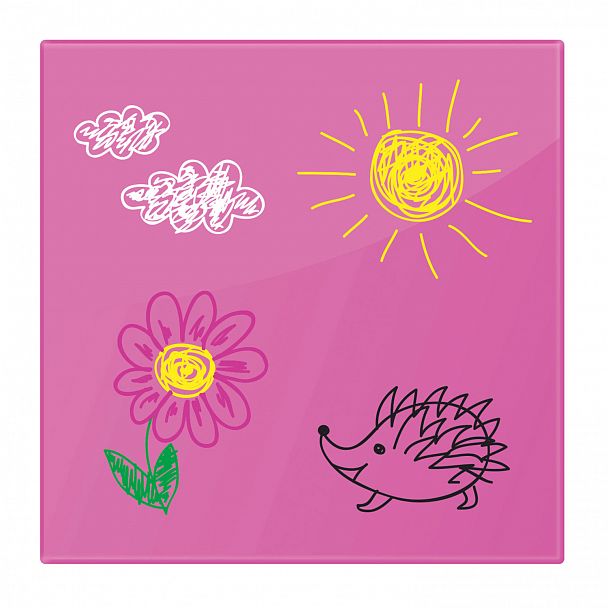 Доска магнитно-маркерная стеклянная 45х45 см, 3 магнита, РОЗОВАЯ, BRAUBERG, 236742 - Вид 5