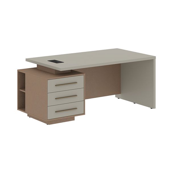 Стол руководителя с тумбой VCT 1890(L) Аметист/Бронза браш/Кобра 1800х900х750 VELION - Вид 1