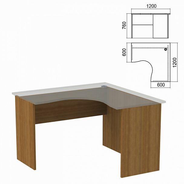 Стол компактный ЧАСТЬ 2 "Арго", 1200х1200х760 мм, правый, орех, А-203.60 - Вид 1