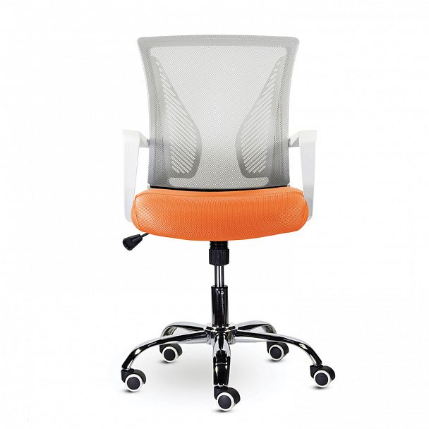 Кресло BRABIX "Wings MG-306", пластик белый, хром, сетка, серое/оранжевое, 532011 - Вид 5