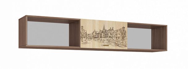 Навесная секция Орион (350х1940х270) ясень шимо/дуб сонома - Вид 1