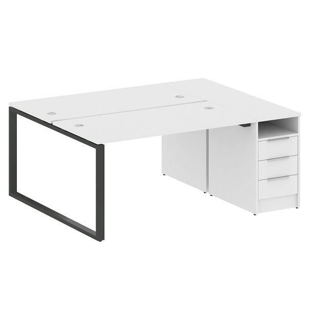 Metal System Р. ст. с тумбой на О-образном м/к БО.РС-СТП-2.3 Белый/Антрацит металл 1812*1475*750 - Вид 1