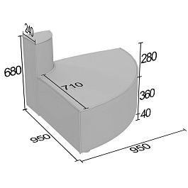 (jaf-kmv) Кресельная секция Джаф выгнутая - Фото предпросмотра