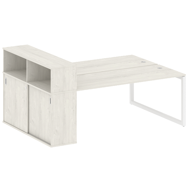 Metal System Quattro Р. ст. с шкафом-купе на О-образном м/к 50БО.РС-СШК-2.5 Т Дуб наварра/Белый металл 2210*1475*1098 - Вид 1