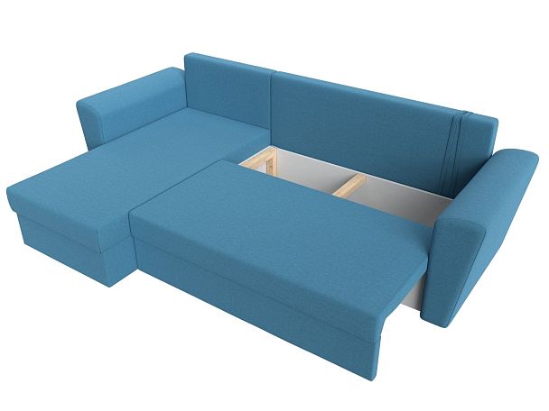 Диван угловой Амстердам Лайт левый угол Рогожка голубой - Вид 7