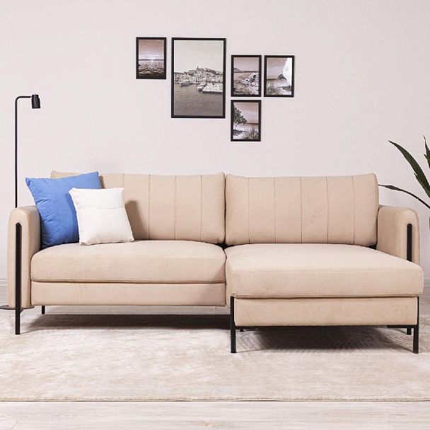 Barcelona диван-кровать с шезлонгом, велюр бежевый - Вид 15