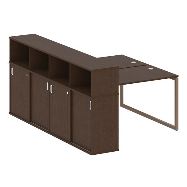Metal System Quattro Р. ст. с шкафом-купе на О-образном м/к 40БО.РС-СШК-4.2 Т Венге/Мокко металл 1610*2332*1098 - Вид 1
