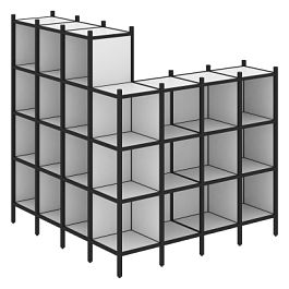 Loft Угловой внешний стеллаж наборный VR.L-60 Белый бриллиант/Чёрный металл 1694*1694*1869 - Фото предпросмотра