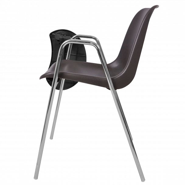 Стул Vicenza (4 ножки с подлокотниками + столик TLT), Каркас хром, коричневый - Вид 3