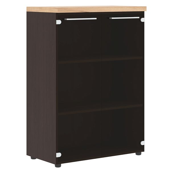 Шкаф со стеклянными дверьми и топом AMC 85.7 Дуб Бофорд/Венге Магия 850х456х1201 ALTO - Вид 1