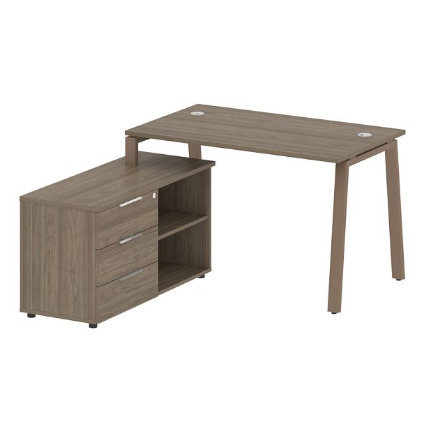 Metal System Р. ст. с тумбой на А-образном м/к БА.РС-СТС-2.2 (L) Вяз/Мокко металл 1300*1520*750 - Вид 1