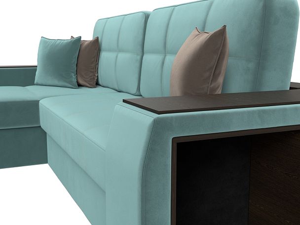 Угловой диван Брюссель левый (полностью Велюр бирюзовый) - Вид 4