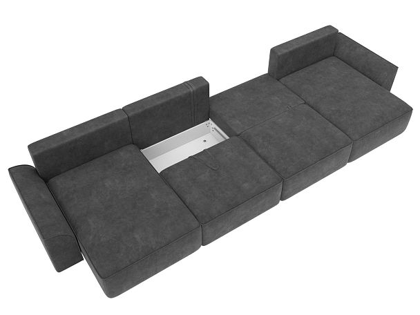 Диван п-образный Лига-048 НПБ лонг Велюр серый - Вид 8