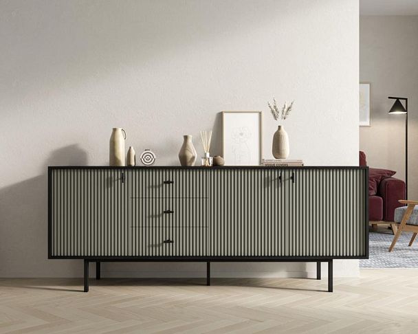 Комод с тремя дверками и тремя ящиками Emerson арт EM07/gray/L - Вид 5