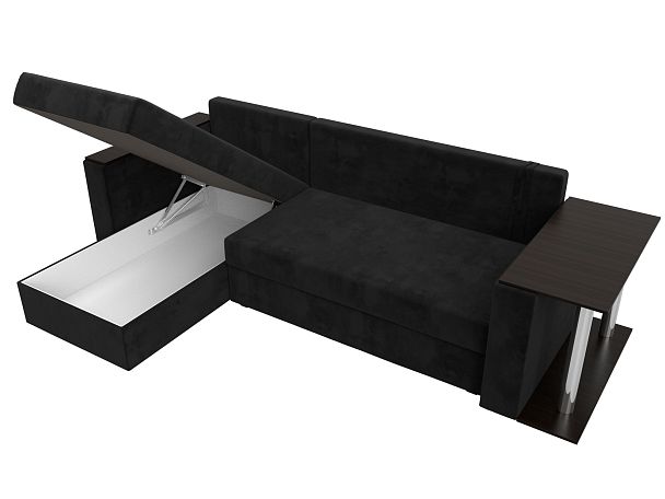 Угловой диван Атланта Лайт левый (полностью велюр черный) - Вид 10