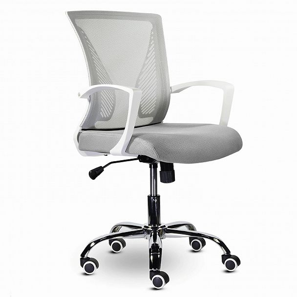 Кресло BRABIX "Wings MG-306", пластик белый, хром, сетка, серое, 532012 - Вид 2