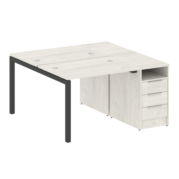 Metal System Quattro Р. ст. с тумбой на П-образном м/к 50БП.РС-СТП-2.1 Дуб наварра/Антрацит металл 1412*1475*750 - Вид 1