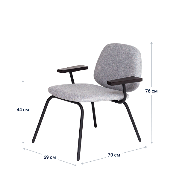 Кресло Designe, рогожка серая, каркас черный муар - Вид 8