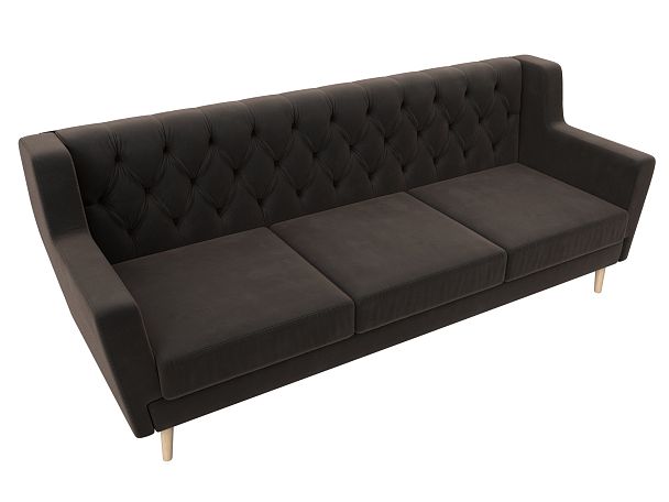 Прямой диван Брайтон 3 Люкс (полностью велюр коричневый) - Вид 5