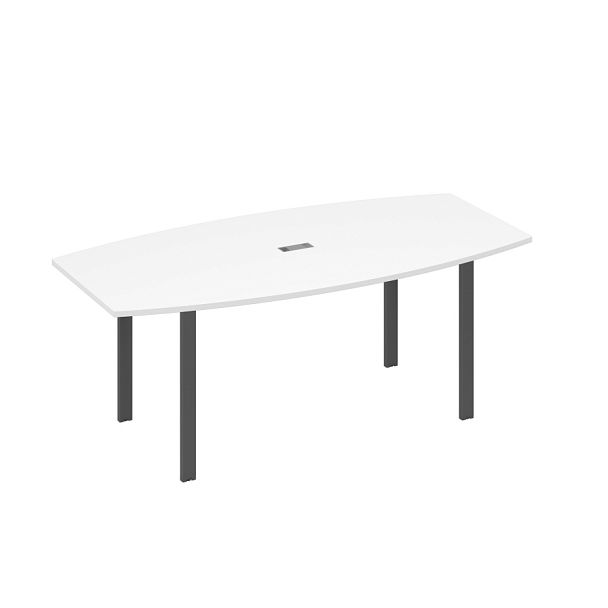 Стол 200x100 для переговоров фигурный на опорах UNO A4 А4 Б1 113 БП белый премиум / металлокаркас антрацит - Вид 1