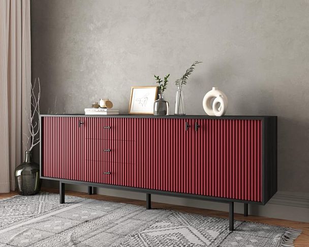 Комод с тремя дверками и тремя ящиками Emerson арт EM07/red/L - Вид 3