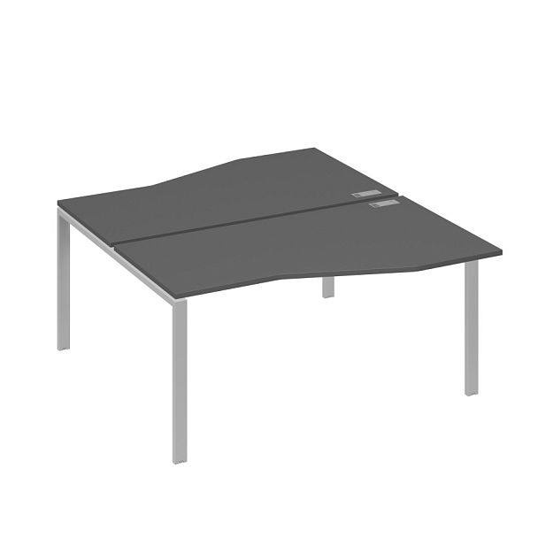 Рабочая станция столы Техно" каркас UNO (2х160) A4 А4 Б1 191 БП антрацит премиум / металлокаркас серый - Вид 1