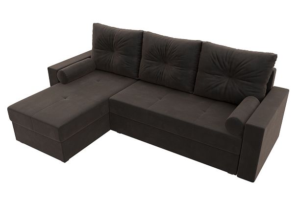 Диван угловой Верона Лайт угол левый (полностью велюр коричневый) - Вид 5