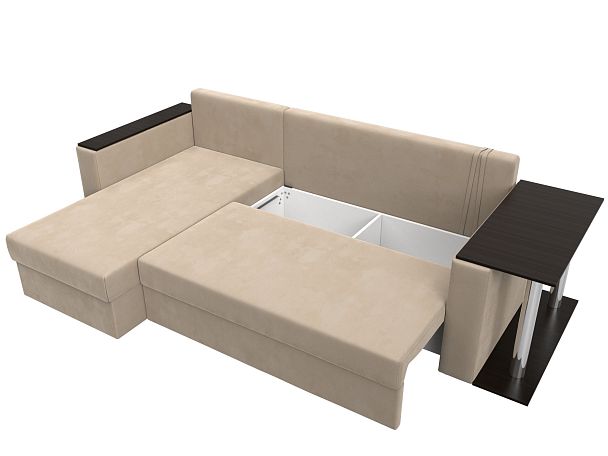 Угловой диван Атланта Лайт левый (полностью велюр бежевый) - Вид 7