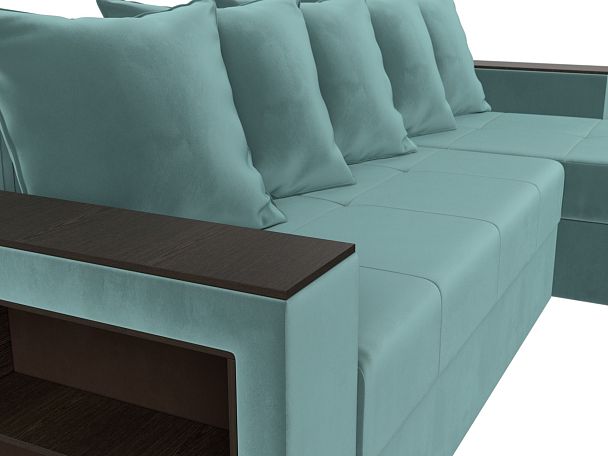 Диван угловой Дубай Лайт угол правый (полностью велюр бирюзовый) - Вид 4
