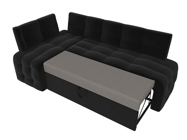 Кухонный угловой диван Люксор левый (полностью микровельвет черный) - Вид 5