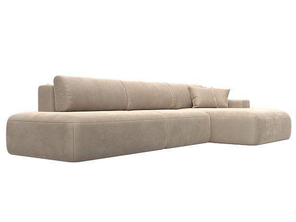Диван угловой Лига-036 Модерн Лонг правый угол Велюр бежевый - Вид 3
