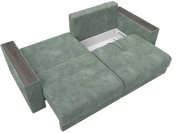 Диван прямой с декором Лига-049 НПБ Велюр зеленый - Вид 9
