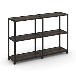 Shelf Mobile Стеллаж 3 уровня 2 секции VR.LT-STK-311.10 Дуб Мали/Металл Черный 1970*400*1046 - Фото предпросмотра