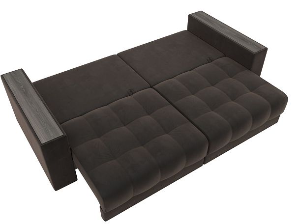Диван прямой с декором Лига-049 НПБ Велюр коричневый - Вид 10