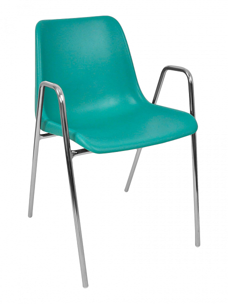 Стул Vicenza (4 высокие ножки c подлокотниками), каркас Хром, светло-зеленый, РП+ИК, стопируемый - Вид 1