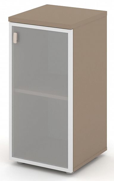 Шкаф низкий узкий (1 низкий фасад стекло Лакобель IVORY / UMBRA в раме) "ESTETICA" ES.SU-3.2R Латте - Вид 2