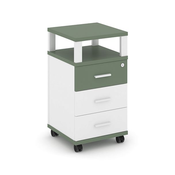 Concept Тумба мобильная 3 ящ. с надставкой CN.TUM-004 W Кобо/Белый Бриллиант/Металл Белый 420*420*782 - Вид 1