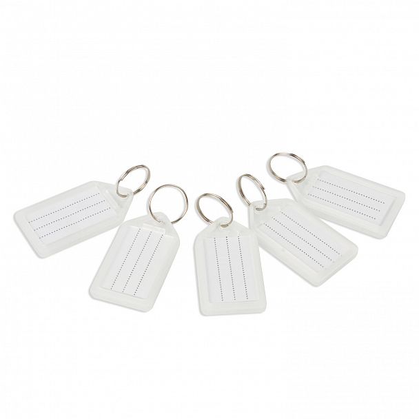 Бирки для ключей КОМПЛЕКТ 20 ШТ., длина 55 мм, инфо-окно 39х22 мм, ПРОЗРАЧНЫЕ, BRAUBERG, 237496, 95 - Вид 8