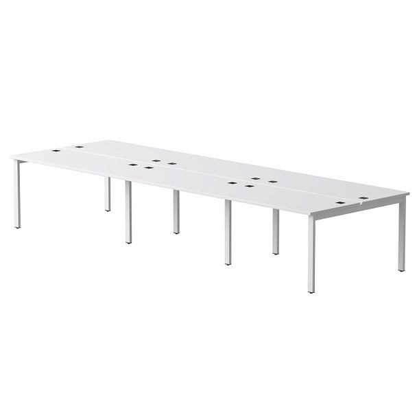 Бенч-система на 6 мест Everprof EVO на металлокаркасе 3540х670(1370)x755 Белый/Белый - Вид 1