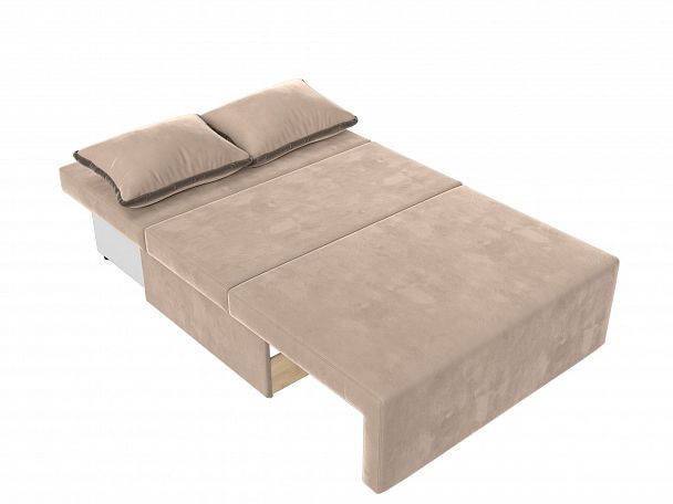 Диван прямой Лагуна (полностью велюр бежевый, кант велюр коричневый) - Вид 9