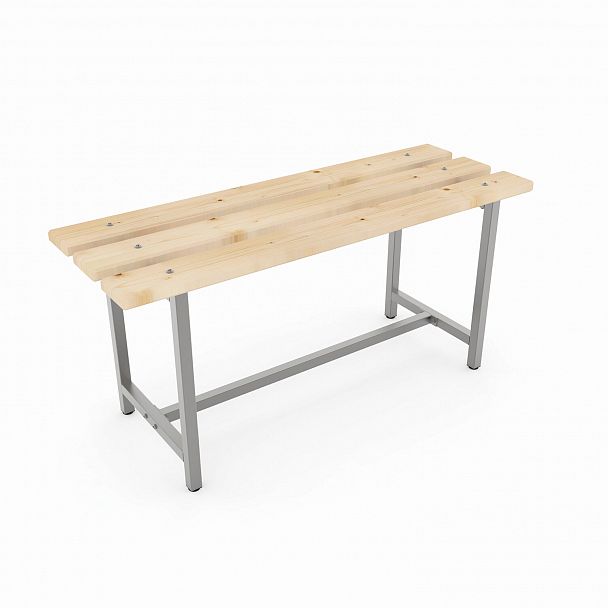 Скамья деревянная на металлокаркасе "СТ 1", 1000х350х460 мм, каркас металлический серый, сиденье дерево - Вид 2