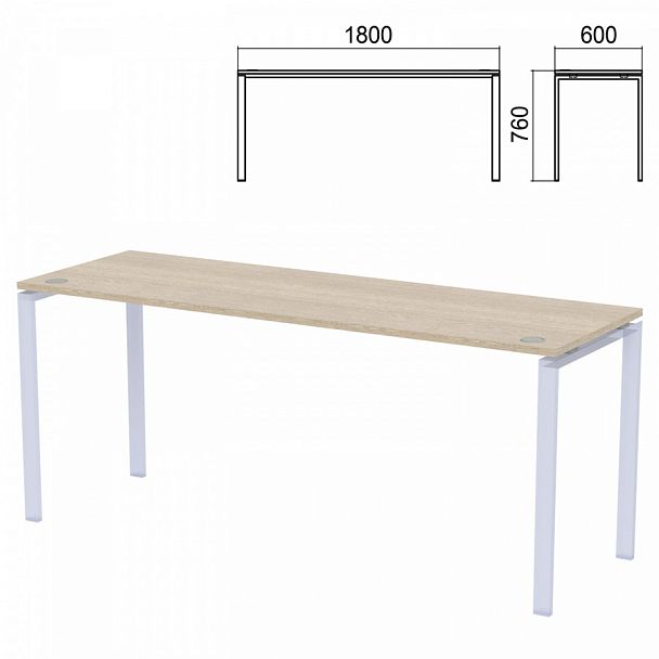 Столешница стола на металлокаркасе "Арго", 1800х600х760 мм, ясень шимо - Вид 1