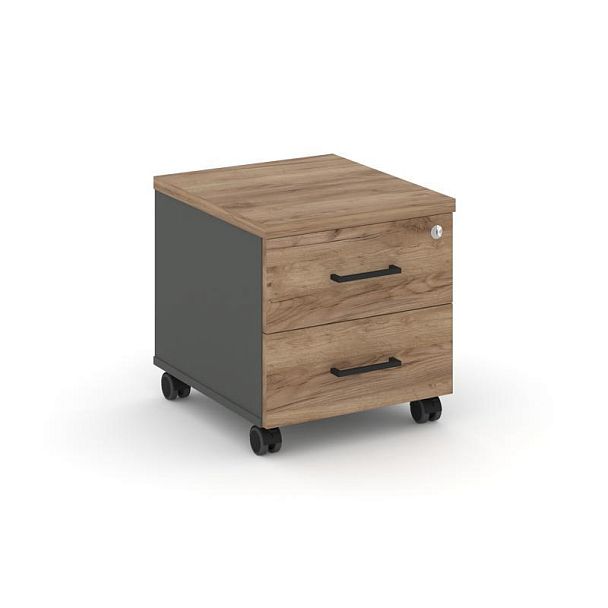 Стайл Проджект Тумба мобильная SN.TM-001 Антрацит/Дуб Табак/Черный Ручки 416*460*437 - Вид 1