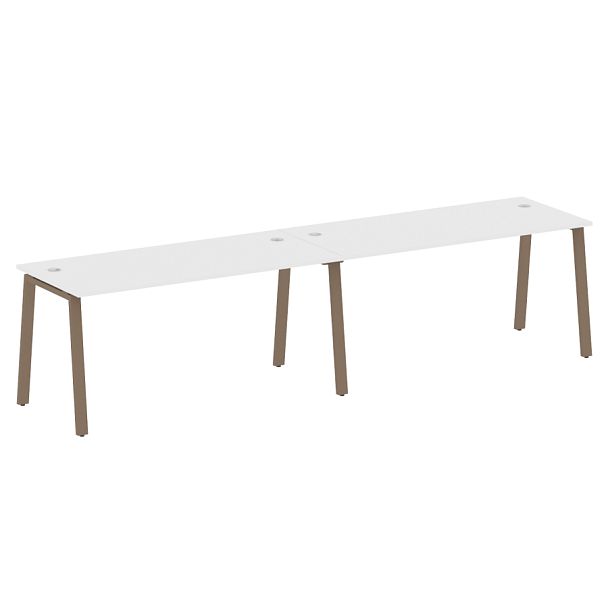 Metal System Р. ст. на 2 раб. места на А-образном м/к БА.СМ-2.4 Белый/Мокко металл 3200*720*750 - Вид 1