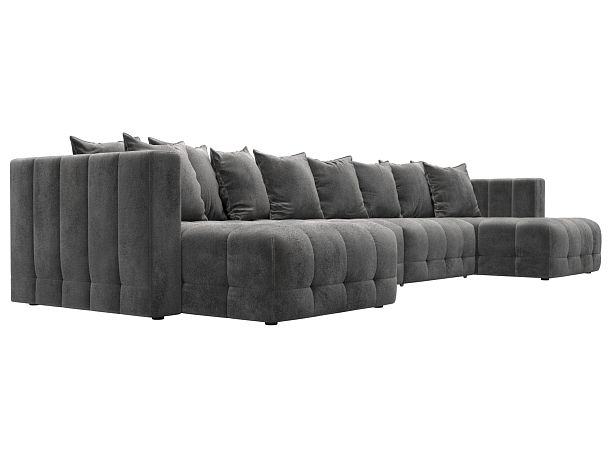 Диван П-образный Лига-052 НПБ Лонг Велюр серый - Вид 3